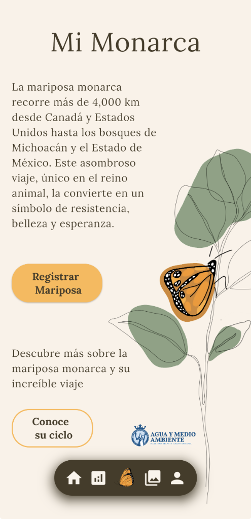 Interfaz de la Aplicación Móvil Mi Monarca SAMA
