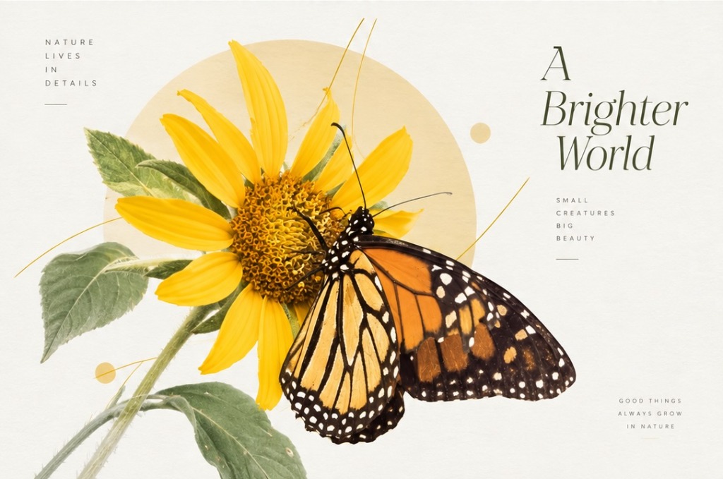 Mariposa Monarca alimentándose de néctar en girasol - A Brighter World
